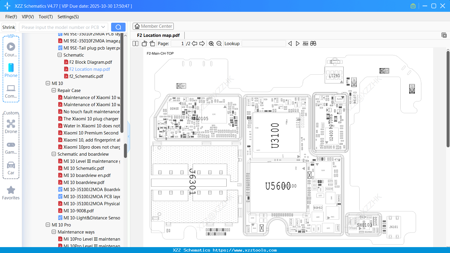 Xiaomi F2 Location Map